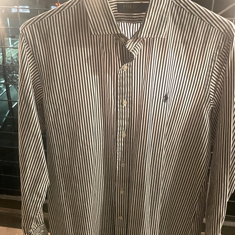 A Ralph Lauren white and charcoal striped polo